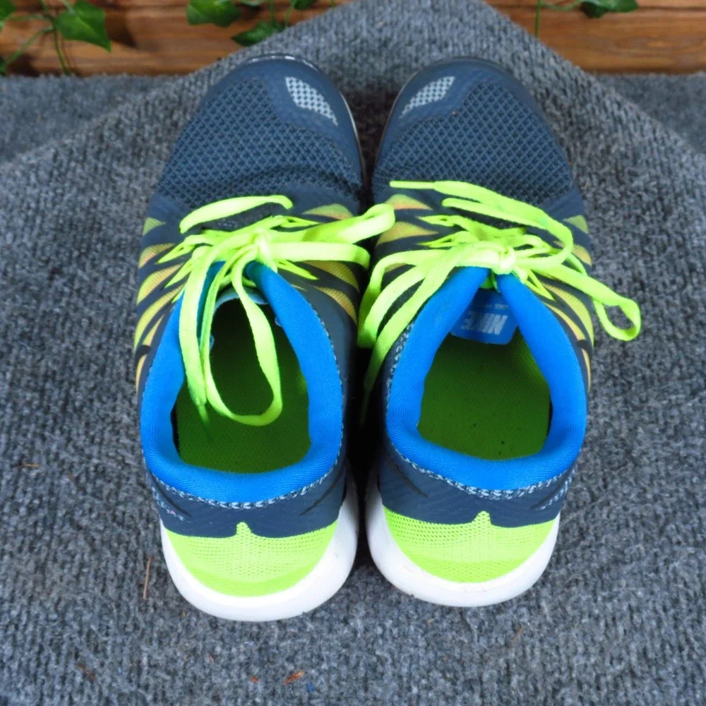 Nike Free 5.0 Kids Running Shoe Size 5Y Athletic Performance Blue Lime Green